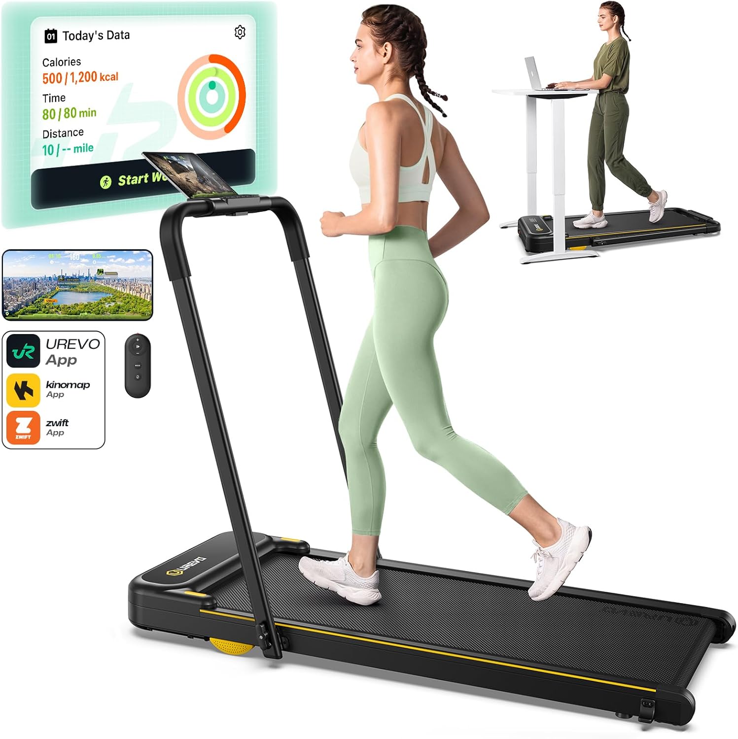 UREVO 2-in-1 Treadmill: Compact Safety + Smart Features