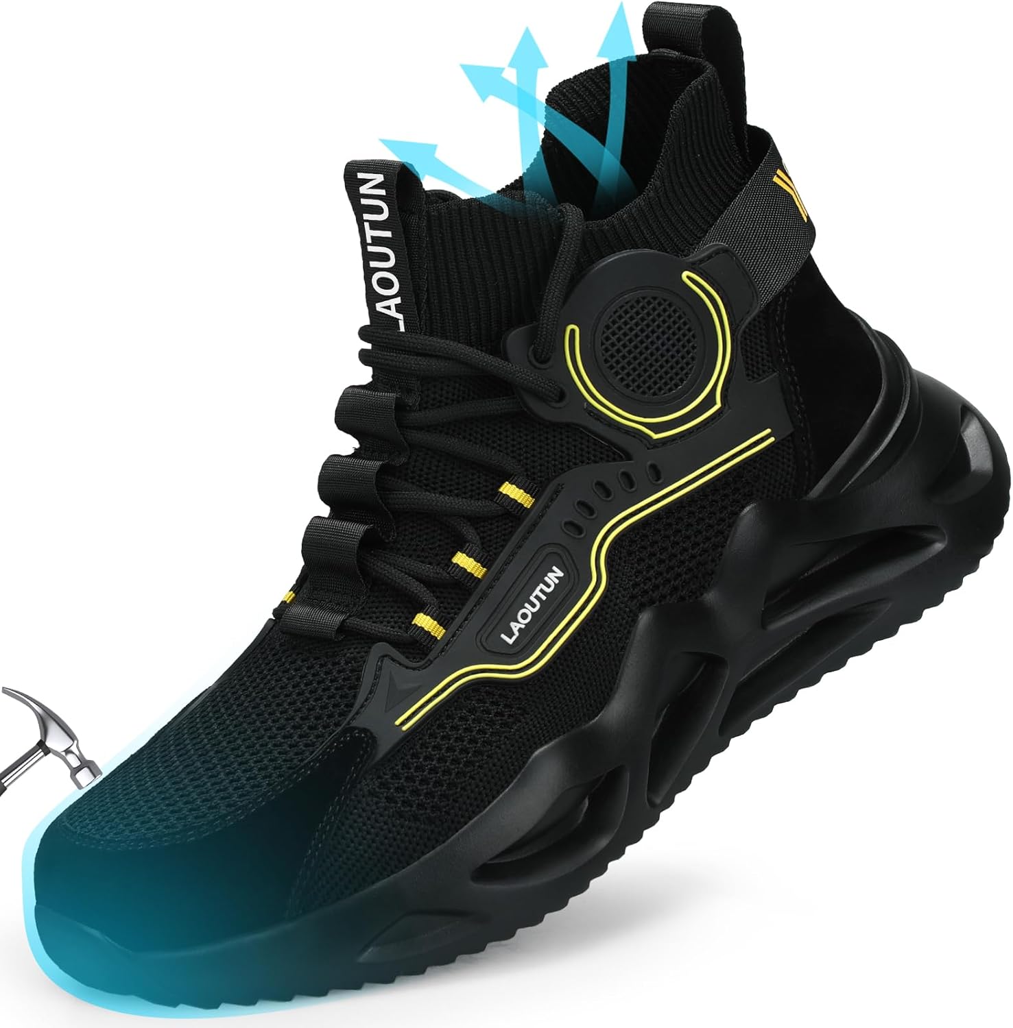LAoutun Steel Toe Shoes for Men Women Comfortable Work Sneakers