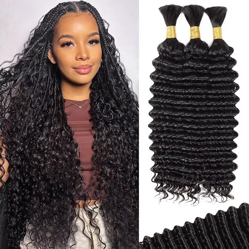 12A Human Braiding Hair for Boho Braids - 24 Inch Deep Wave