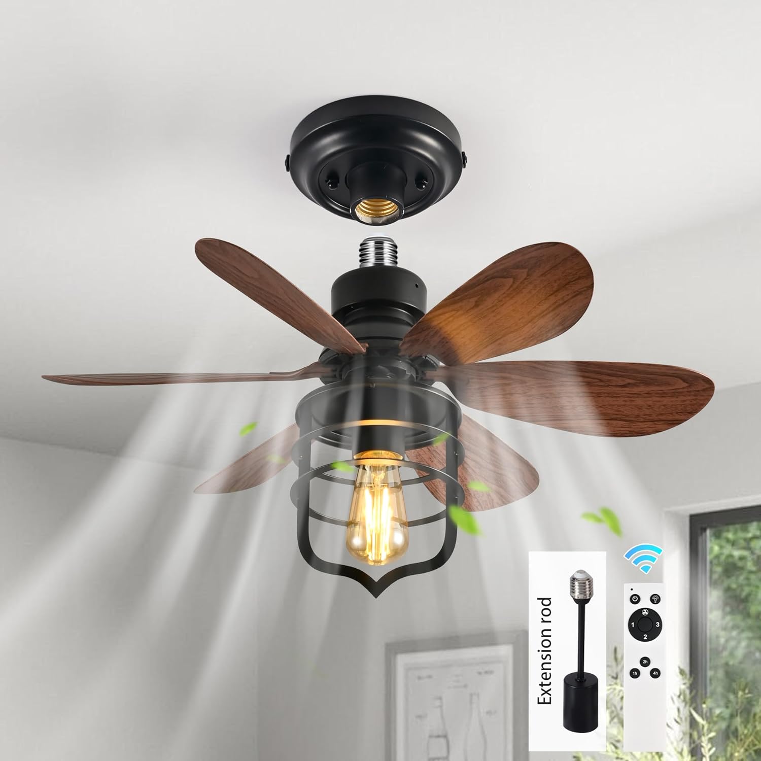 Garwarm 20IN Ceiling Fan Light with Remote for Small Spaces