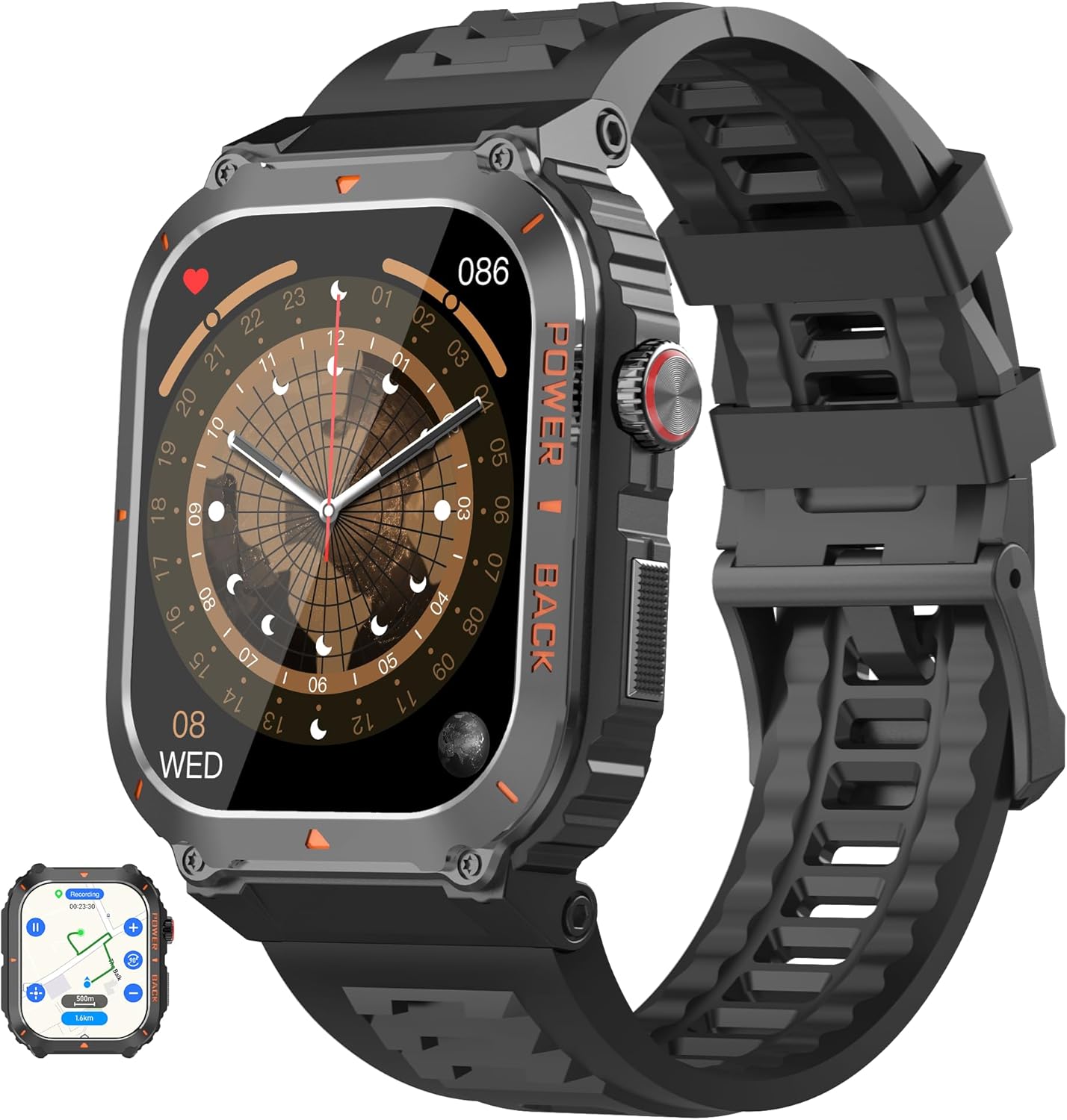 Military GPS Smart Watch with Offline Map and Health Tracking