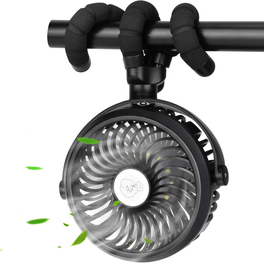 Portable USB Stroller Fan w/ LED | Long Battery Life