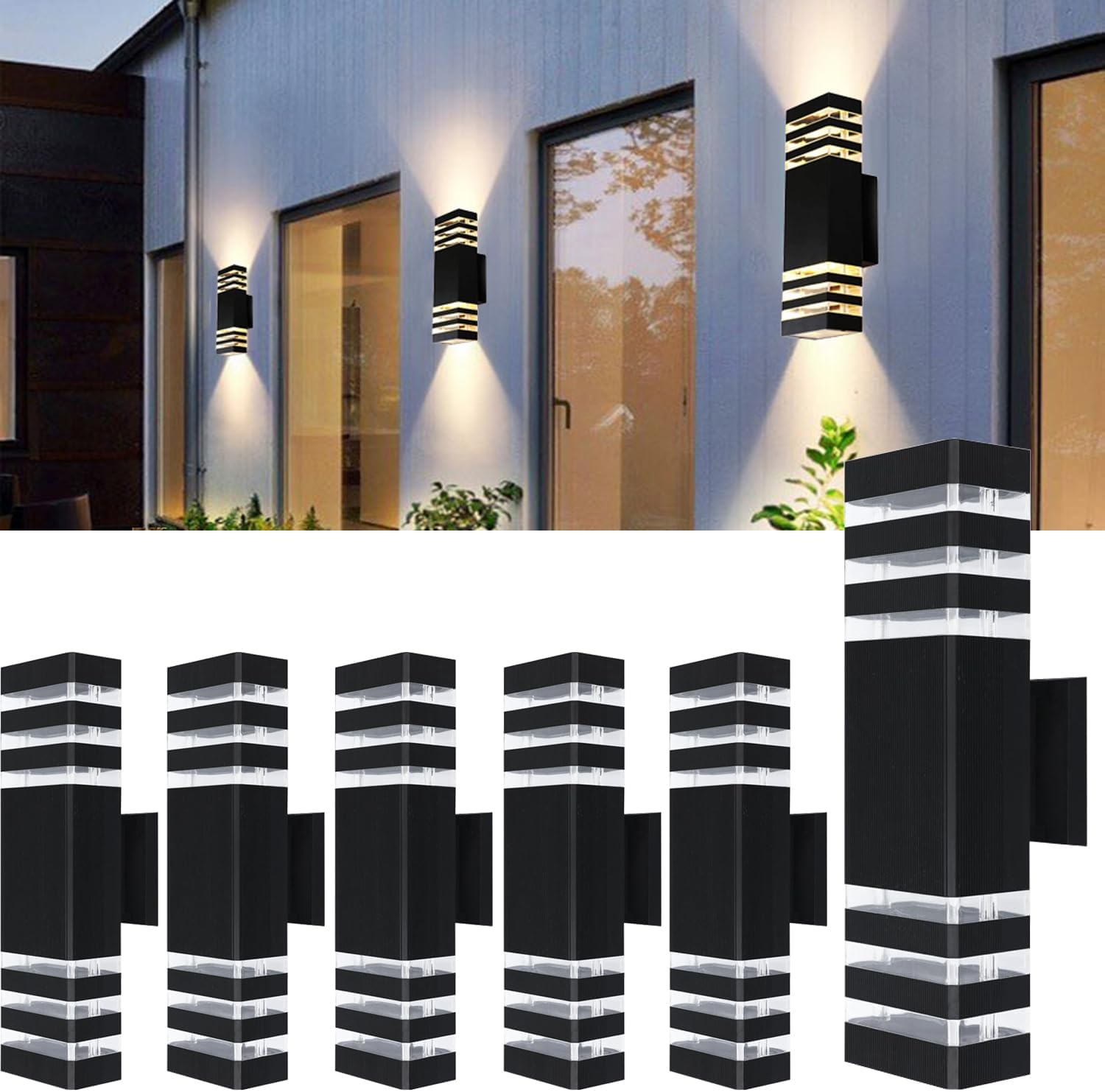 15in LED Square Up & Down Wall Lights for Outdoor Spaces