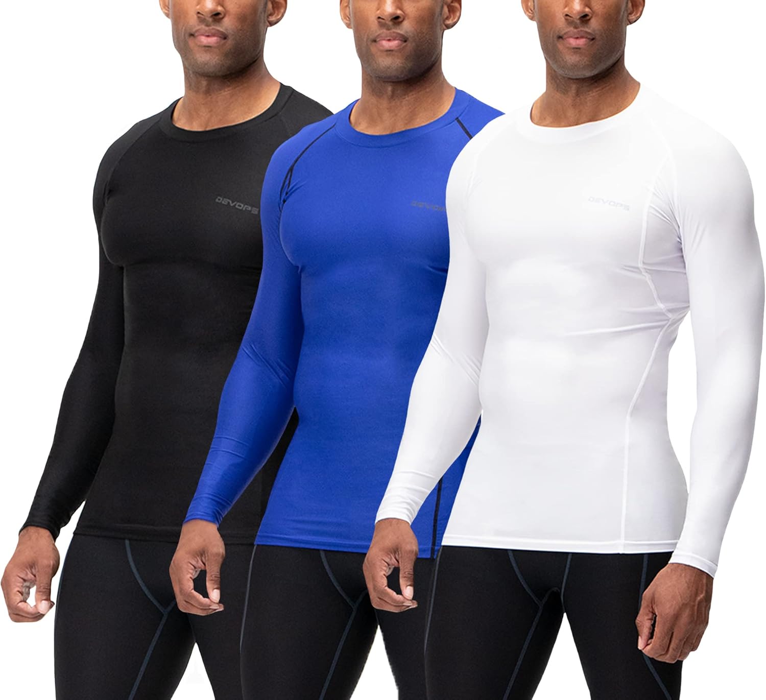DEVOPS Men's UPF 50+ Long Sleeve Compression Shirts for All Seasons