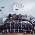 Navy Blue Plaid Comforter Set Queen - Soft, Warm Teen Bedding