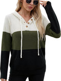 VIMPUNEC 2025 Fall Womens Oversized V Neck Knit Pullover - Cozy Fit in