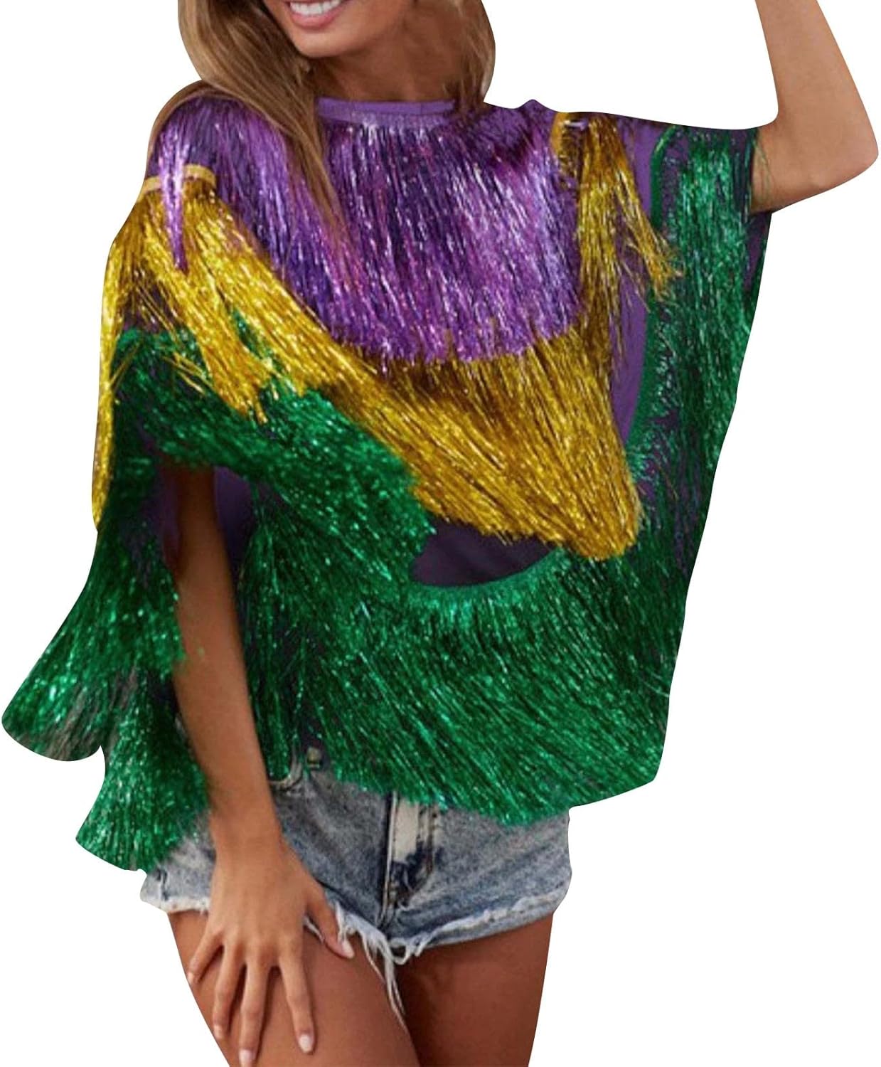 Sparkling Mardi Gras Poncho for Women