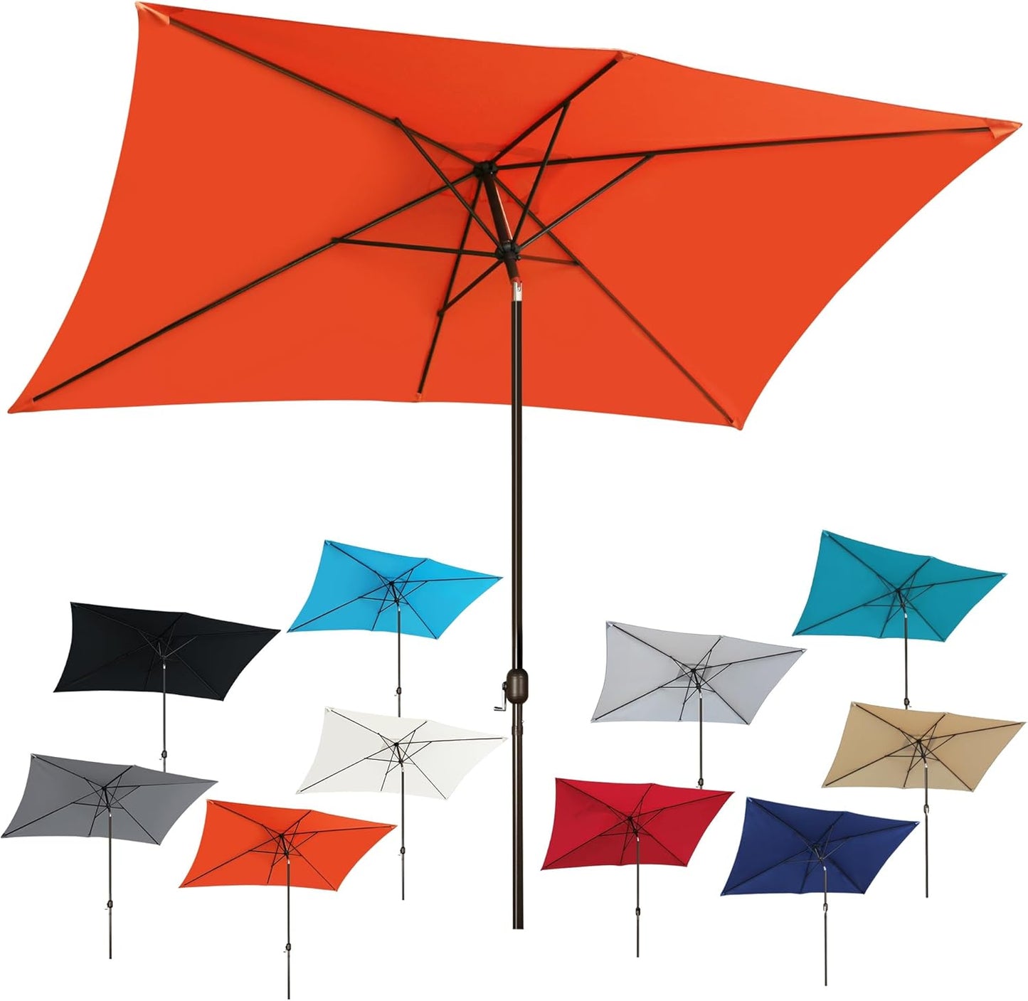 Blissun Rectangular Patio Umbrella with Crank and Tilt Features