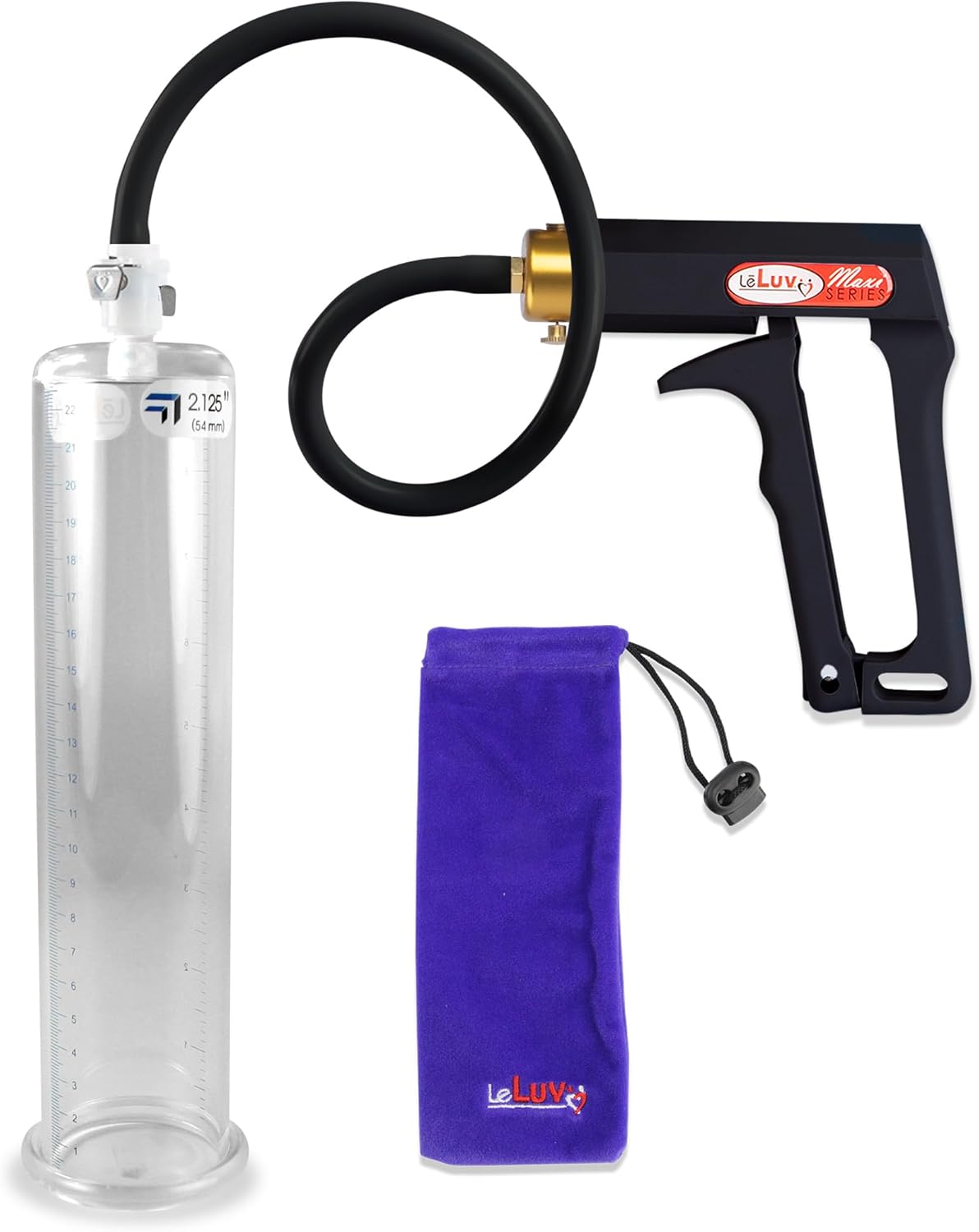 LeLuv Black Maxi Penis Pump with Premium Silicone Hose Kit