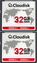 Compact Flash Card 32GB 300X CF 2.0 Pack of 2 - Fast Transfer