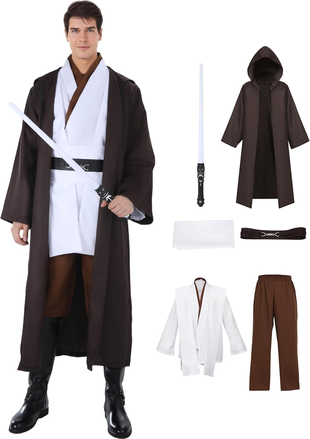 Halloween Knight Costume Men Tunic Hooded Robe Full Set Review