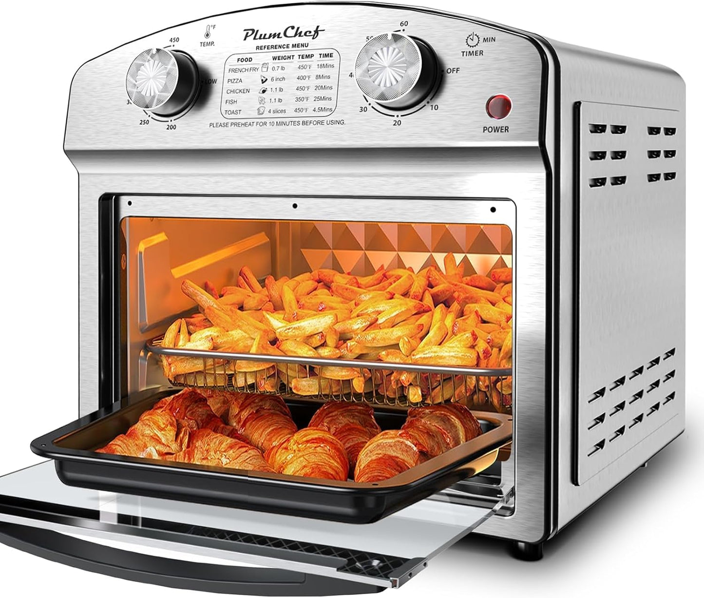 PlumChef 7-in-1 Air Fryer Toaster Oven, 1500W Power