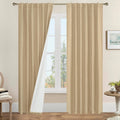 LAMIT 100% Blackout Linen Curtains for Complete Room Darkening