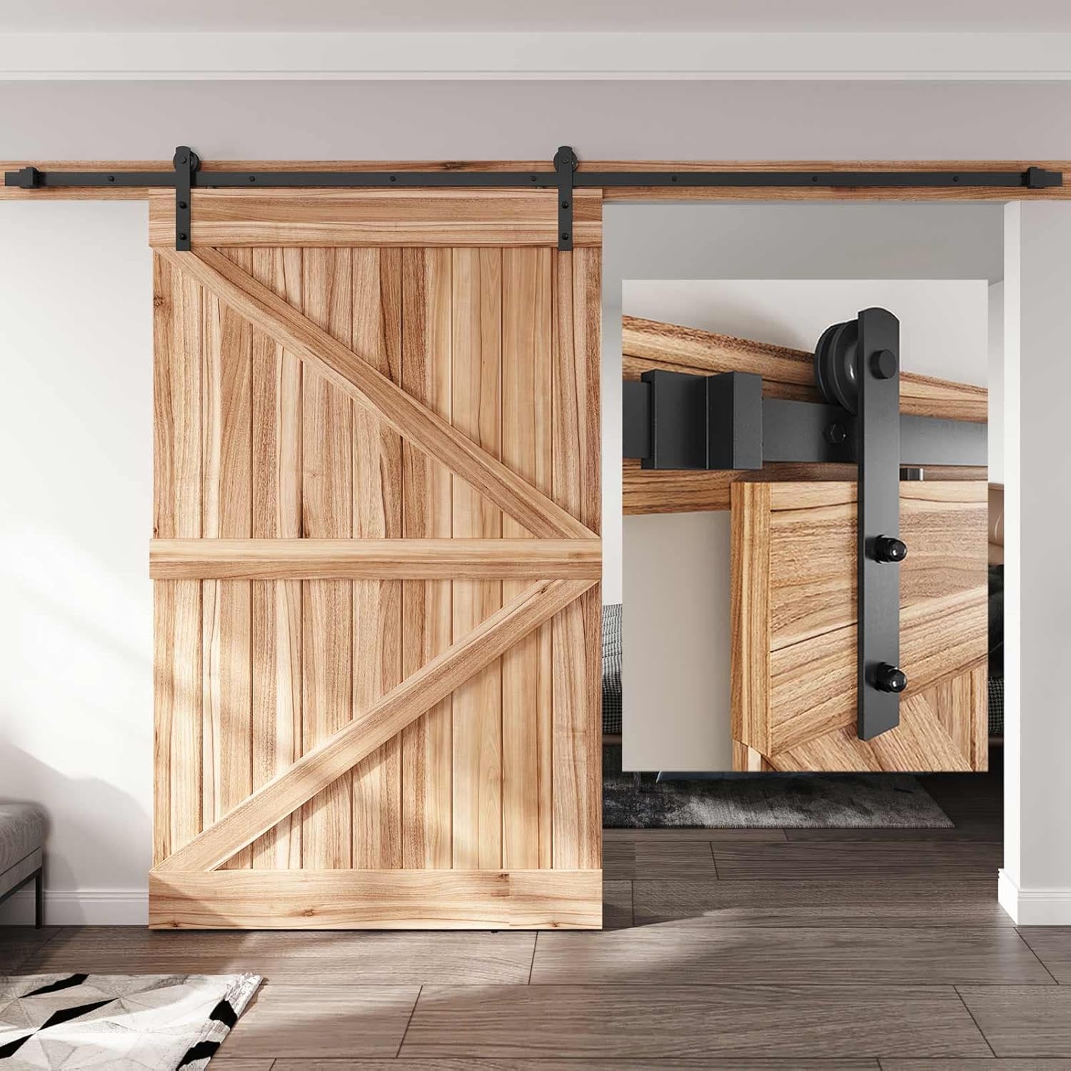 EaseLife 10 FT Heavy Duty Sliding Barn Door Hardware Track Kit