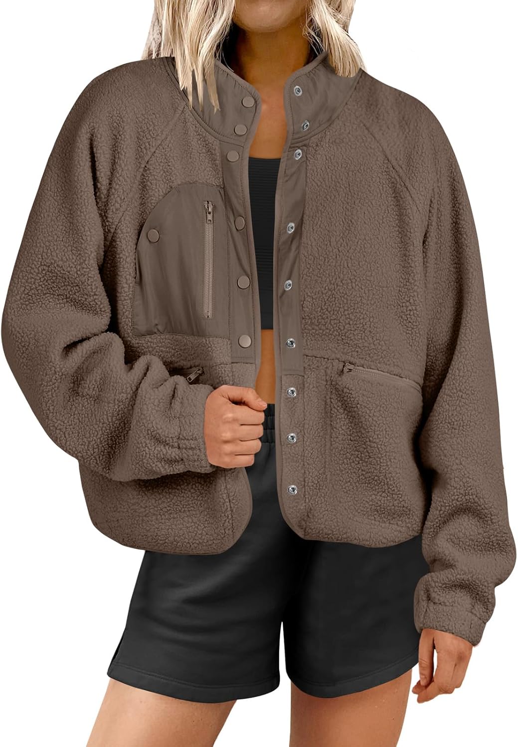 Womens Fuzzy Fleece Jacket for Fall Casual Style and Comfort