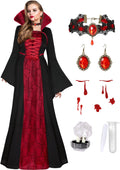 Vampire Costume for Women with Teeth Accessories - Spider Mesh Gothic