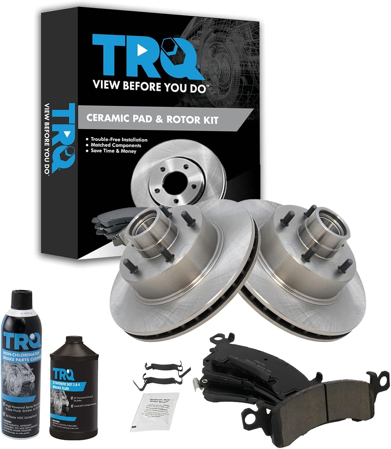 TRQ Front Brake Pad & Rotor Kit for 73-78 Buick & More