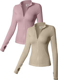 OQQ Womens 2 Piece Long Sleeve Stand Neck Zipped Tops - Stretch