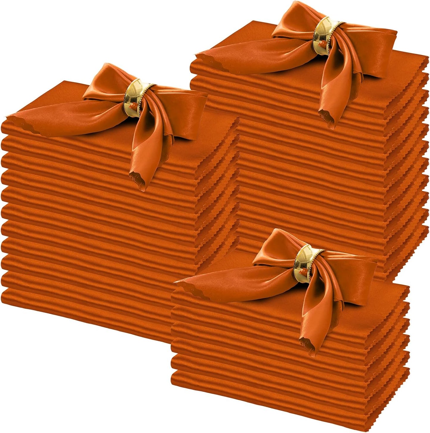 Elegant Burnt Orange Satin Napkins for Parties and Events