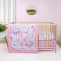 Peanutshell 3 Piece Crib Bedding Set for Girls - Butterfly Song