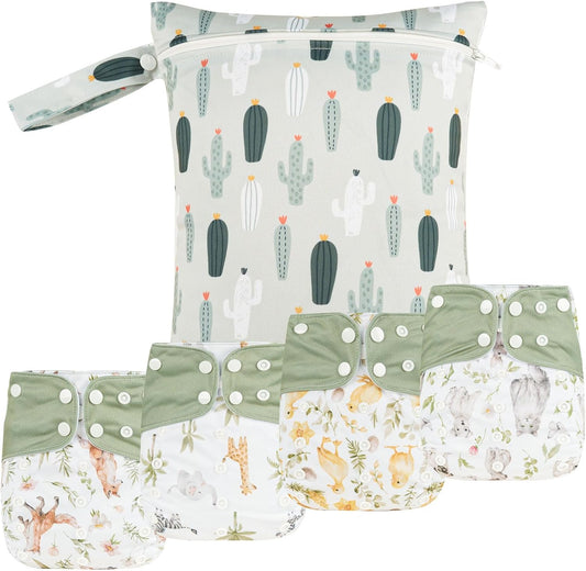HappyFlute Newborn Cloth Diapers Set: Adjustable, Reusable, for Boys & Girls