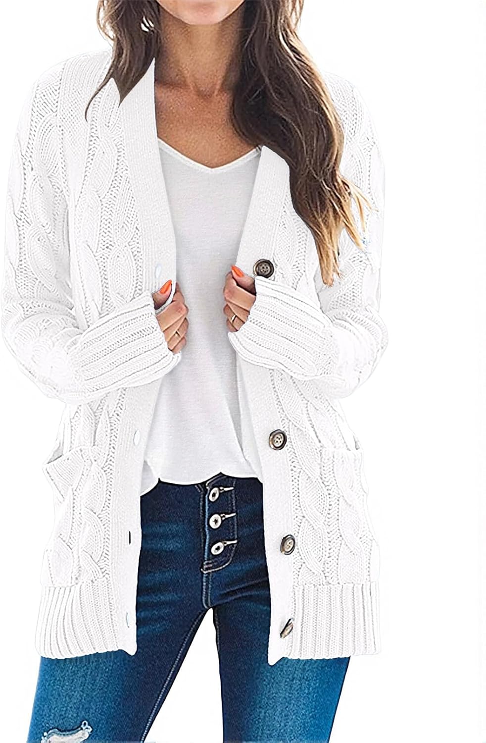 MEROKEETY Women's Cable Knit Sweater Cardigan for Fall 2025