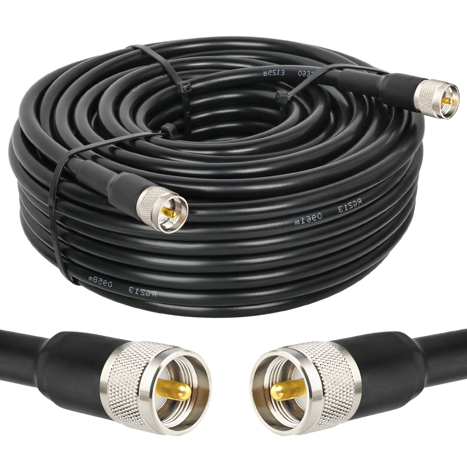 RG213 Coax Cable 75FT Low Loss UHF Male to Male for Ham Radio