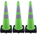 BESEA 6Pack 28in Green Traffic Cones with Reflective Collar - Durable