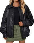 Women's Oversized Faux Suede Leather Jacket - Oversized Fall Moto Coat