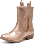 DREAM PAIRS Mid Calf Cowboy Boots for Girls with Tassel Details