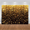 Black and Gold 10x8ft Backdrop - Starry Bokeh Party Photo Background
