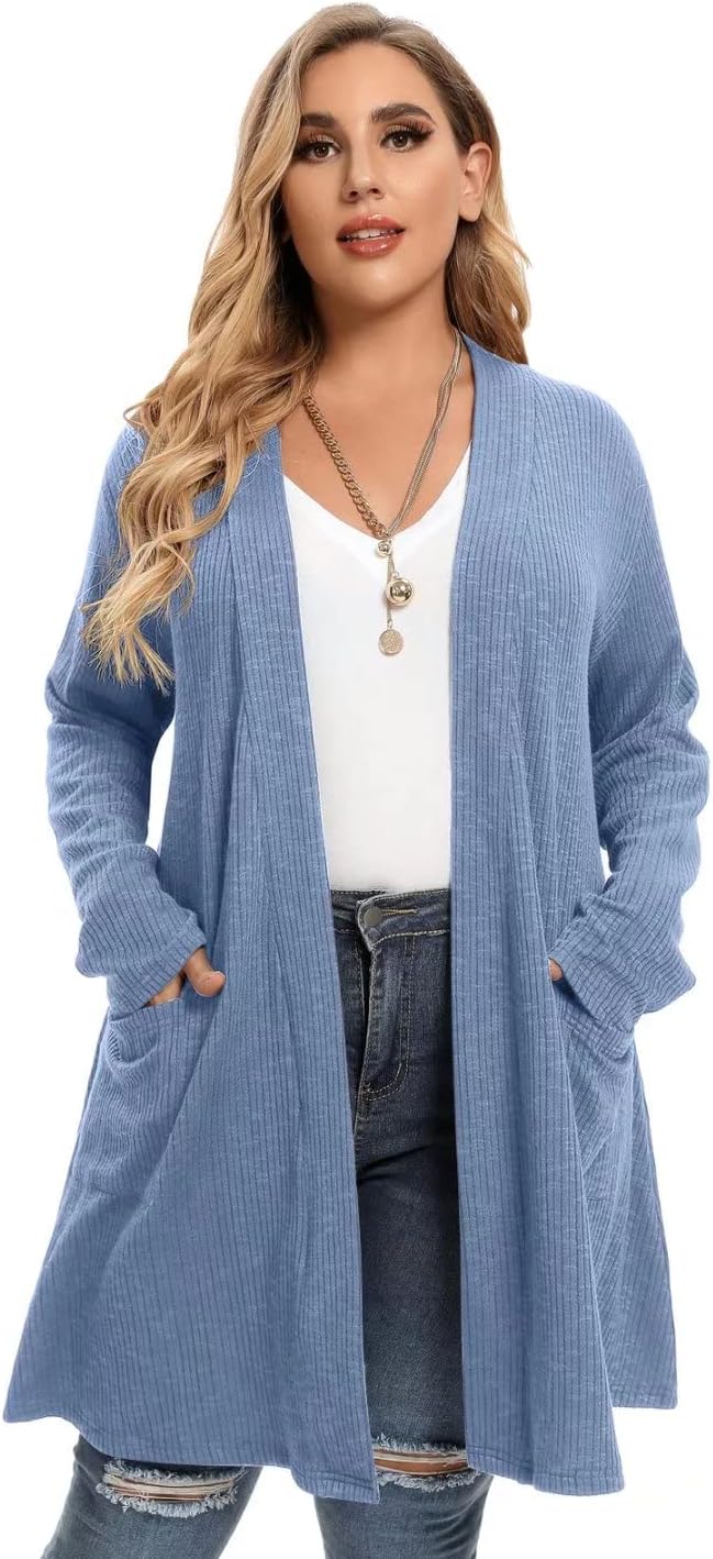 LARACE Open Front Knit Cardigan Sweaters for Women Plus Size