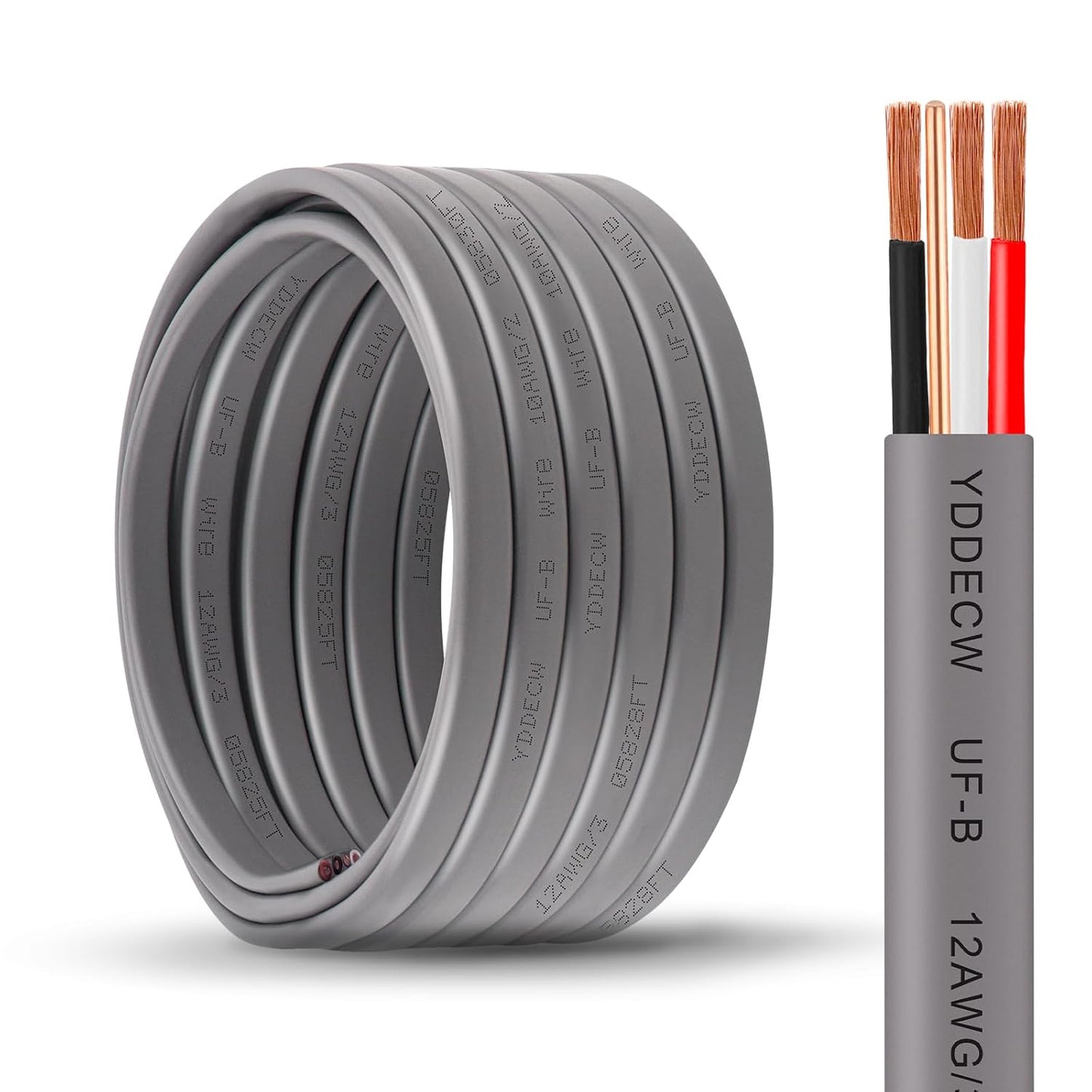 12/3 UF-B Wire - 25FT 100% Pure Copper for Direct Burial Use