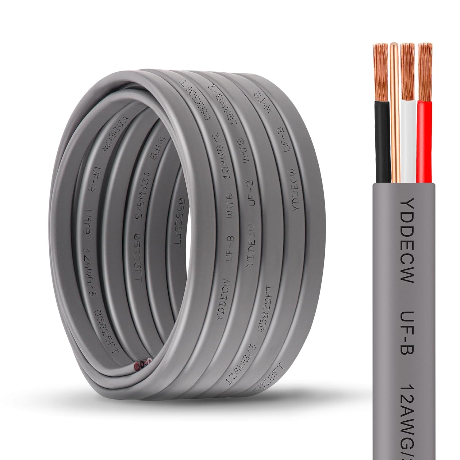 12/3 UF-B Wire - 25FT 100% Pure Copper for Direct Burial Use