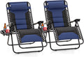 Oversized XL Zero Gravity Recliner Chair Set of 2 - Padded Blue