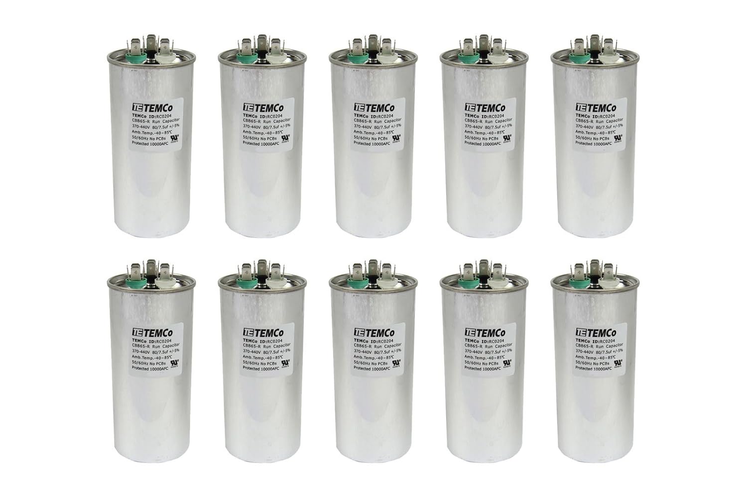 10 Pack Dual Run Capacitor for HVAC AC Fan and Motor Applications