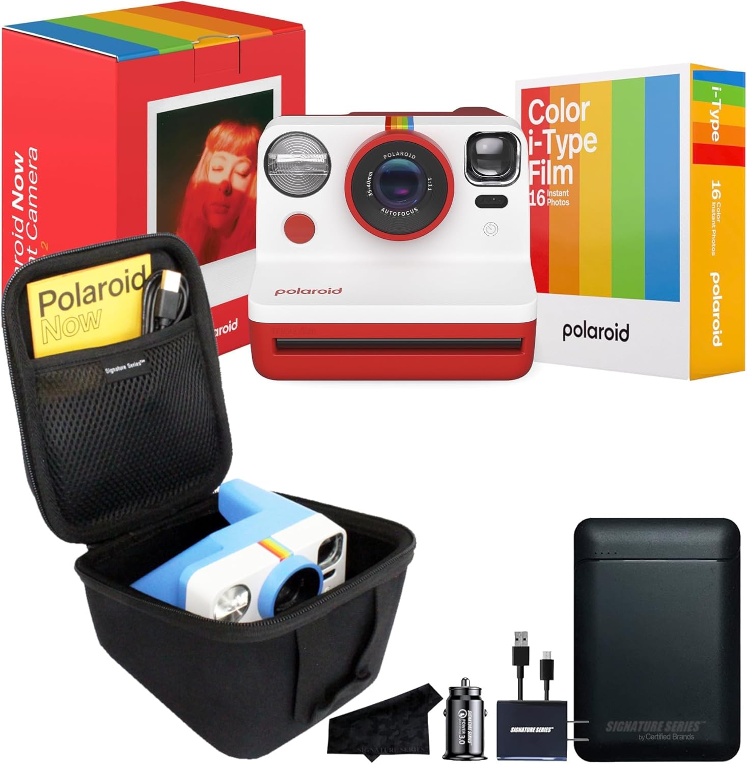 Polaroid Now 2nd Gen Camera Bundle: 16 Color Film Photos + Charger - Certified