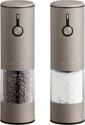 Rechargeable Electric Salt and Pepper Grinder Set 2pack Brown - USB