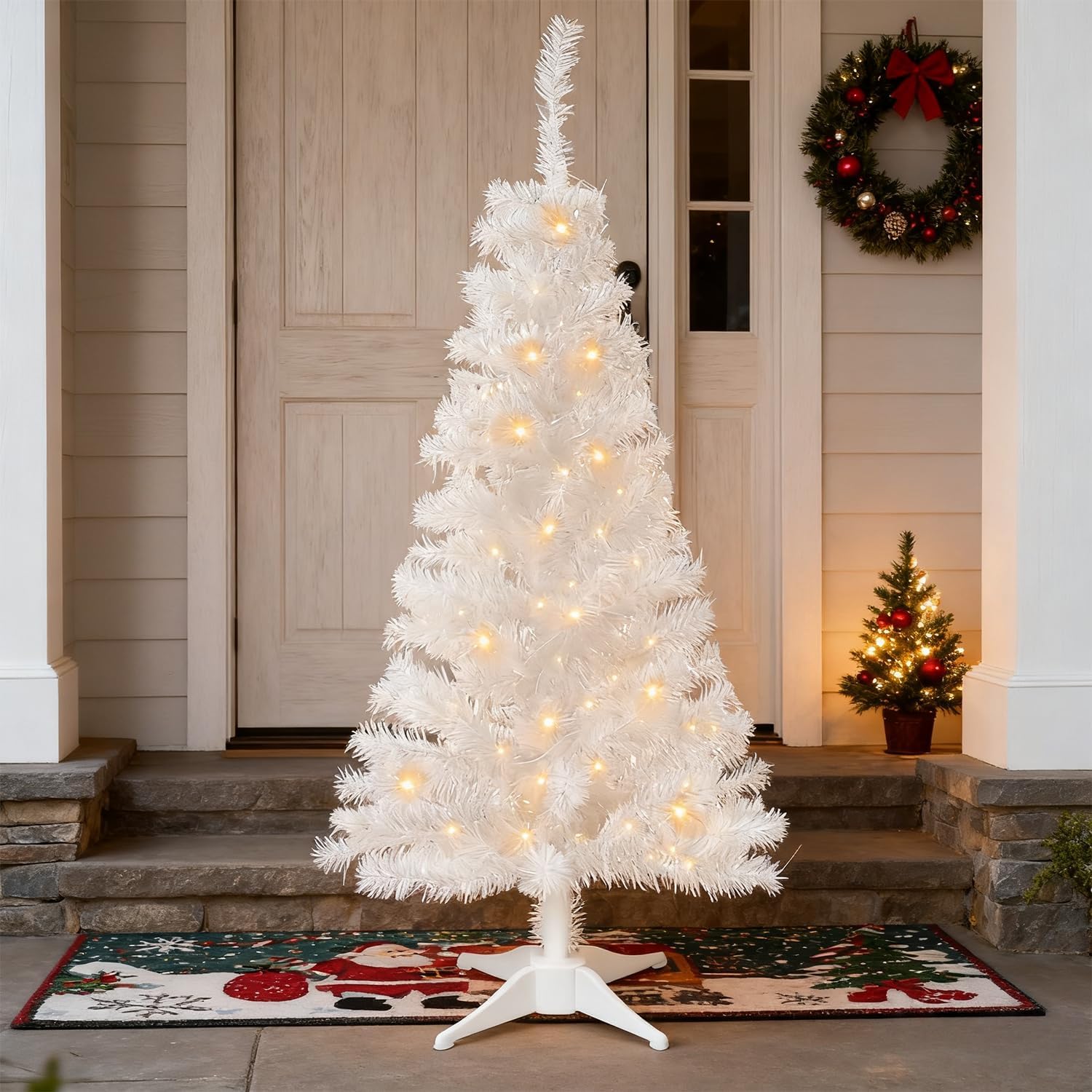 Juegoal 4 FT Pre-lit White Christmas Tree with LED Lights