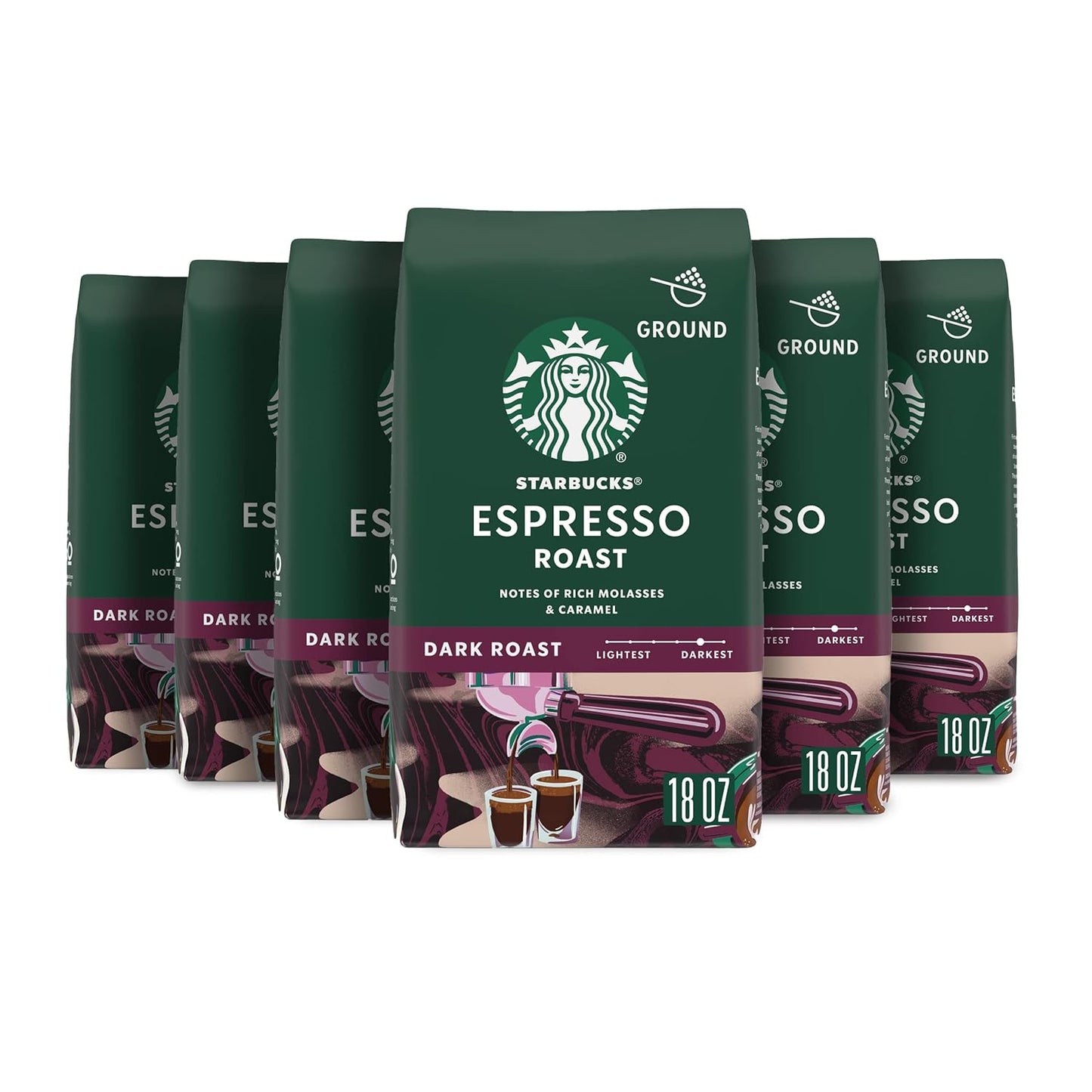 Starbucks Ground Coffee Dark Roast Espresso Roast 100% Arabica