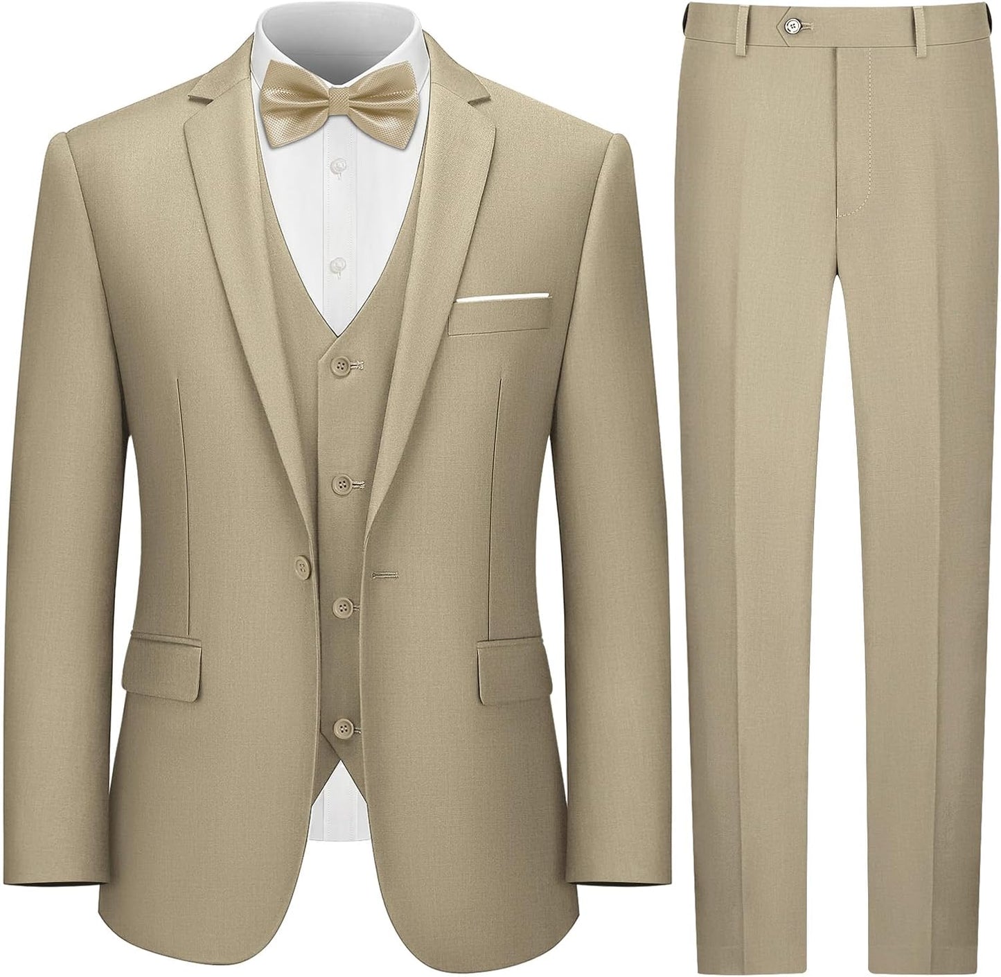 LUPURTY 3 Piece Suits for Men - Slim Fit Wedding Tuxedo Set