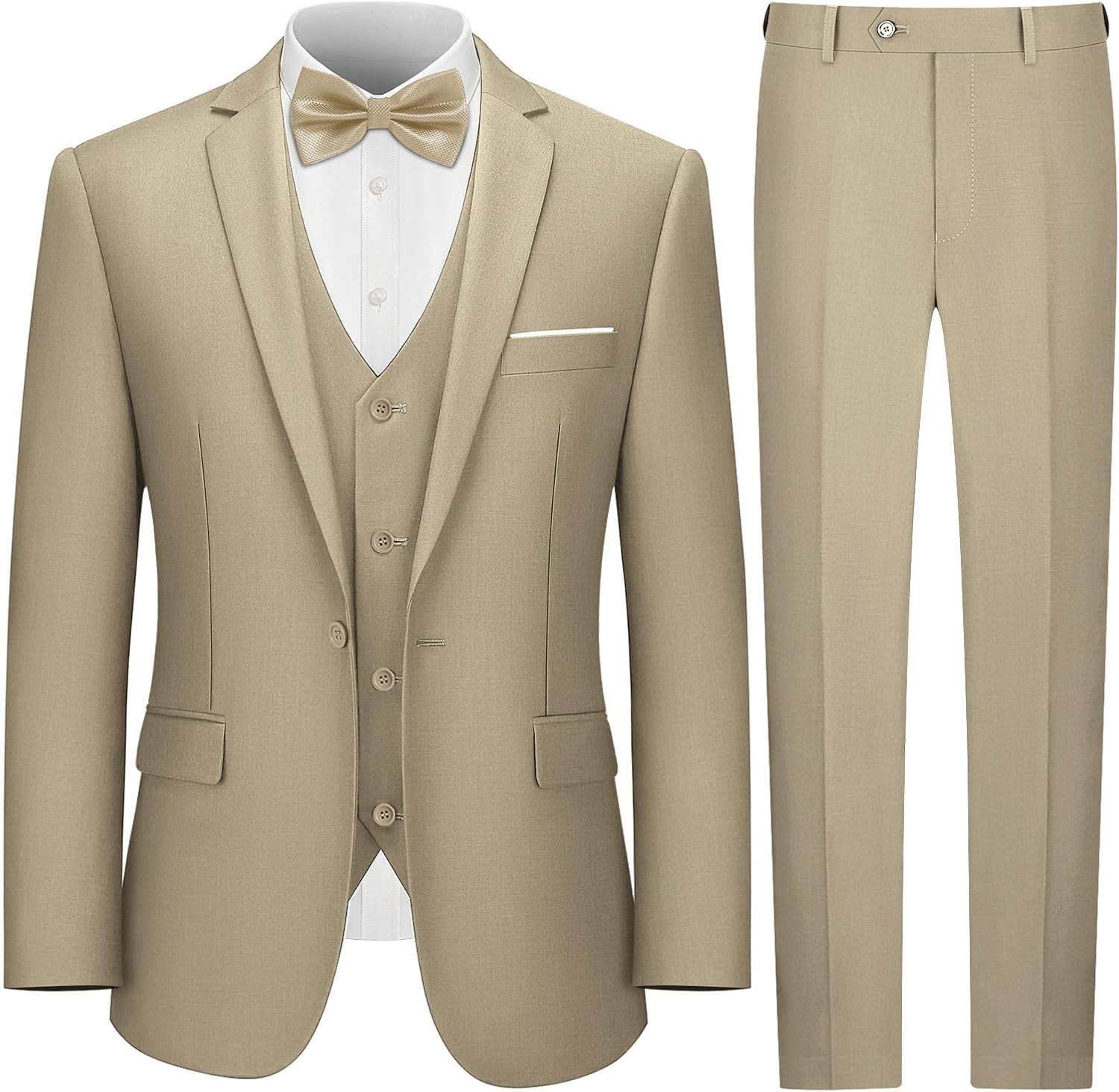 LUPURTY 3 Piece Suits for Men - Slim Fit Wedding Tuxedo Set