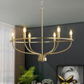 6 Light Gold Chandelier Brushed Brass 29in - Elegant Dining Light