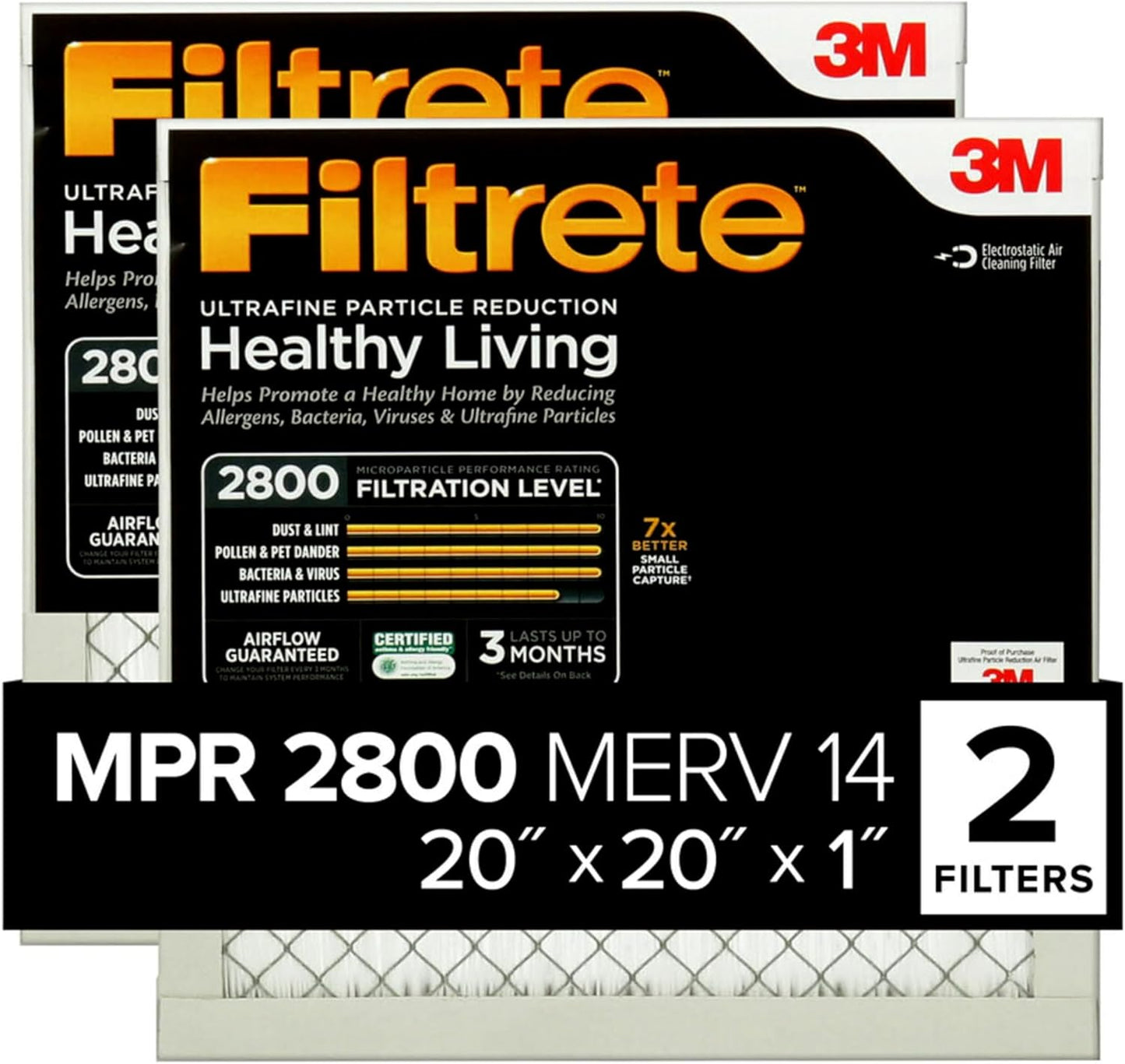 Filtrete 20x20x1 Air Filter MPR 2800 for Cleaner Home Air