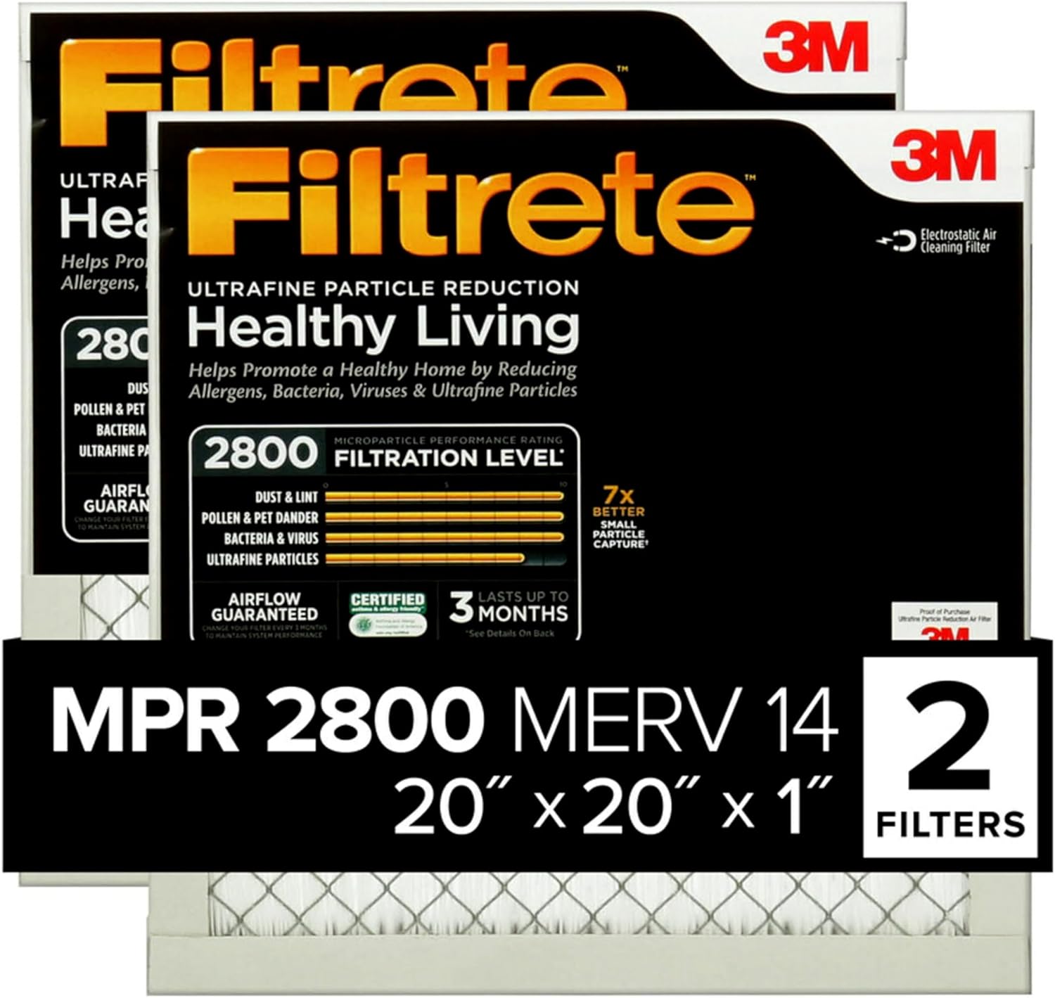 Filtrete 20x20x1 Air Filter MPR 2800 for Cleaner Home Air