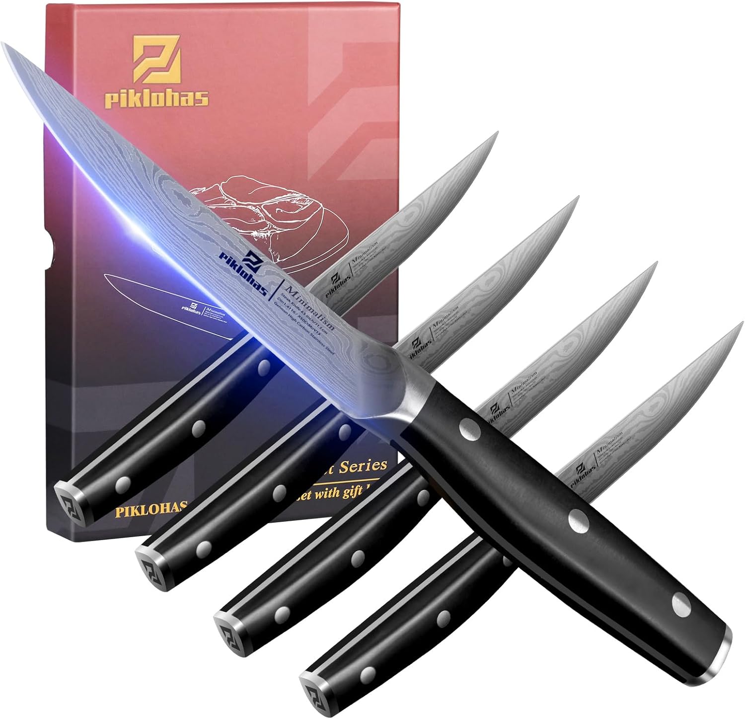 Steak Knives Set of 4 Non Serrated Dinner Knife for Meat
