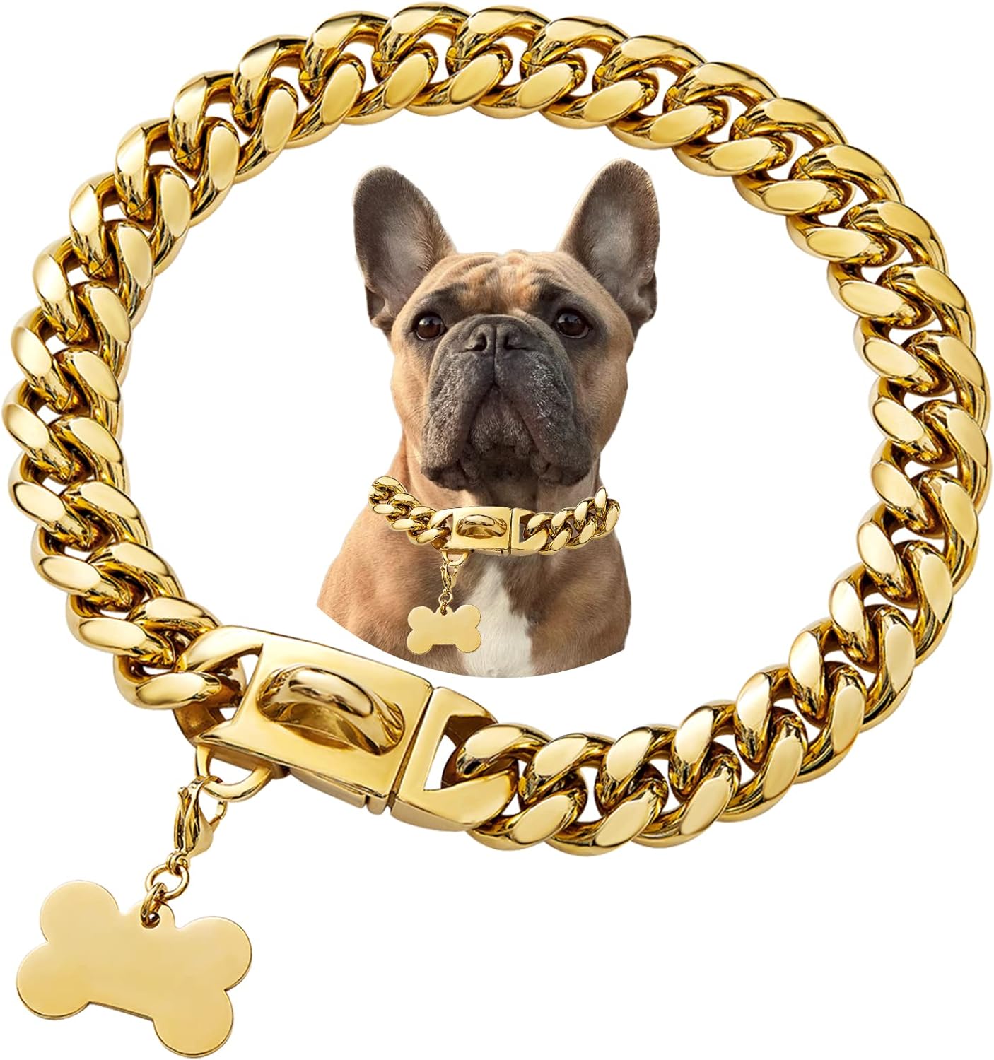 Stainless Steel Dog Collar for Large Breeds - Heavy Duty Design