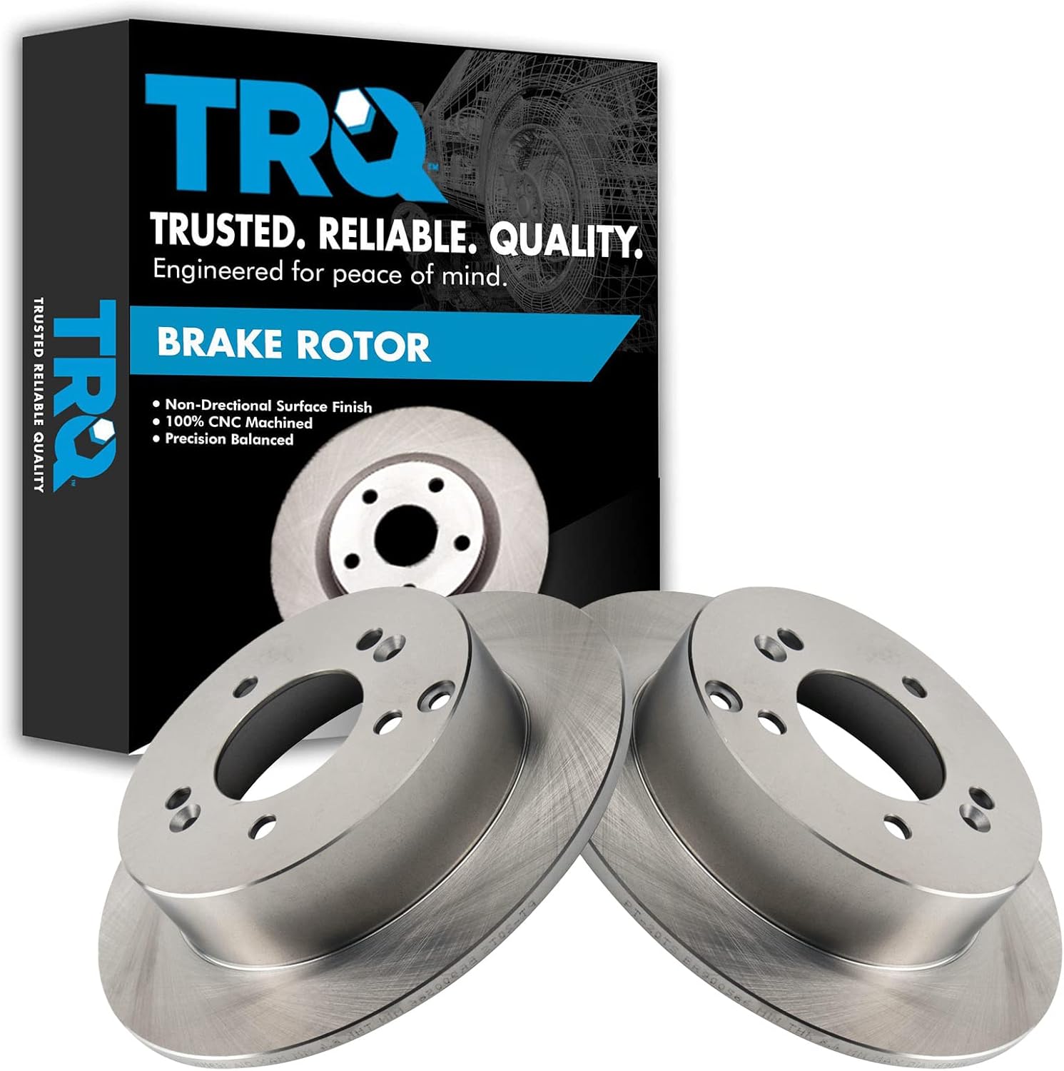 TRQ Rear Brake Rotors Set Solid for 2007-2010 Kia Rondo