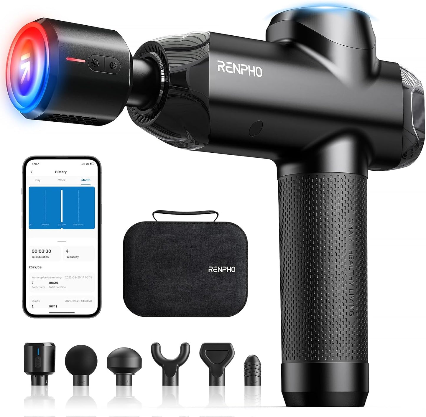 RENPHO Deep Tissue Massage Gun with Heat and Cold Features