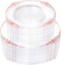 102PCS Rose Gold Plastic Plates - Elegant Heavy Duty Disposable Set